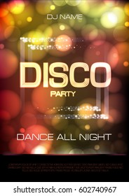 Neon sign. Disco party poster