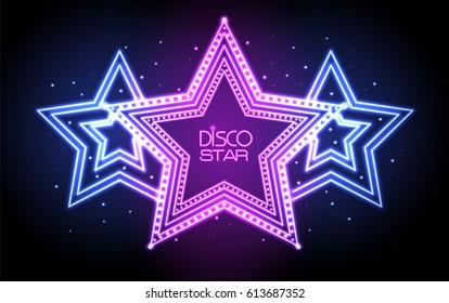 Neon sign of disco star 