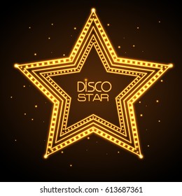 Neon sign of disco star 