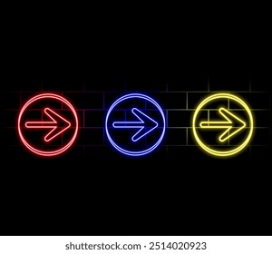 neon sign exit with brick wall background vector illustration.