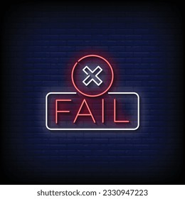 Neon Sign fail with brick wall background vector