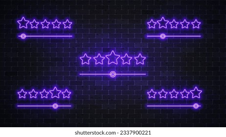 Neon sign of five stars. Vector illustration