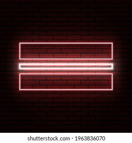 Neon sign in the form of the flag of Latvian. Against the background of a brick wall with a shadow. for the design of tourist or patriotic themes. white red colors.