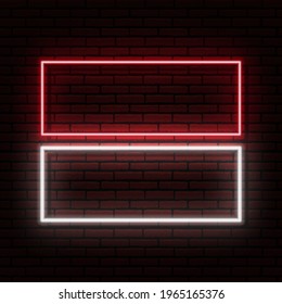 Neon sign in the form of the flag of Monaco. Against the background of a brick wall with a shadow. for the design of tourist or patriotic themes. Red white colors.