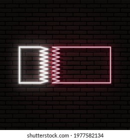 Neon sign in the form of the flag of Qatar. Against the background of a brick wall with a shadow. For the design of tourist or patriotic themes.