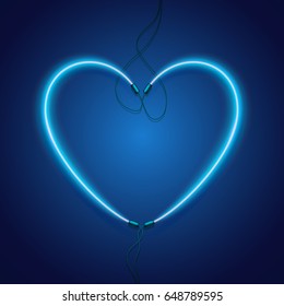 Neon sign. Heart of blue luminescence. Vector illustration