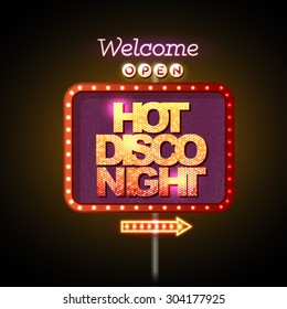 Neon sign hot disco night