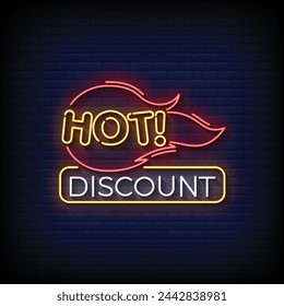 Neon Sign hot discount with brick wall background vector