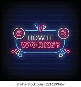 Neon Sign how it work with brick wall background vector