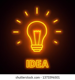 Neon sign idea on a black background.