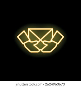 Neon sign illustrating businessmen holding a box, representing concepts like teamwork, collaboration and shared responsibility