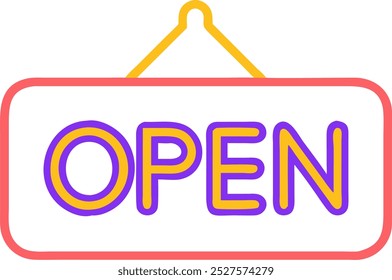 Neon Sign Lamp with a glowing “Open” "Close" sign icon clipart . logo.