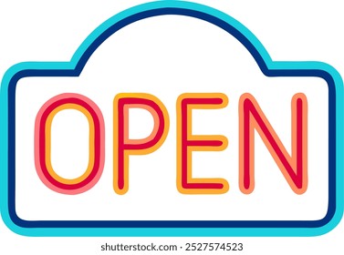 Neon Sign Lamp with a glowing “Open” "Close" sign icon clipart . logo.