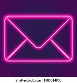 neon sign. letter in an envelope. Vector illustration