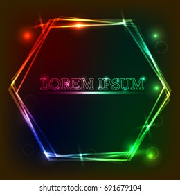 Neon sign. Light banner with blank space