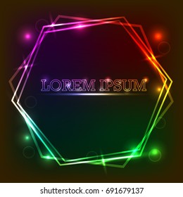 Neon sign. Light banner with blank space