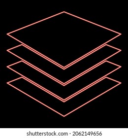 Neon sign list or pile of papers red color vector illustration flat style light image