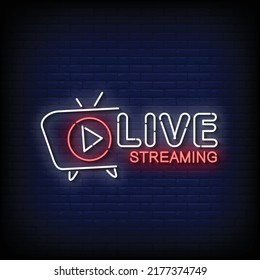 Neon Sign Live Streaming Brick Wall Stock Vector (Royalty Free ...