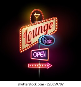neon sign. Lounge bar