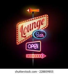 neon sign. Lounge bar