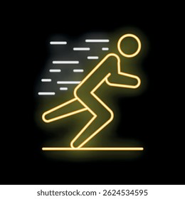 Neon sign of a man running very fast, ideal for sports and fitness concepts