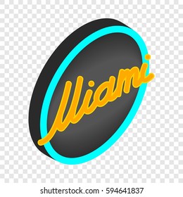 Neon sign Miami isometric icon 3d on a transparent background vector illustration