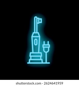 Neon sign of a modern electric toothbrush charging, perfect for promoting dental hygiene
