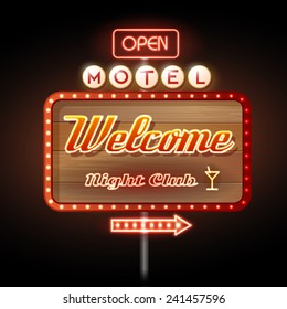 Neon sign motel welcome