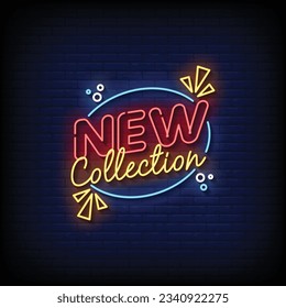 Neon Sign new collection with brick wall background vector