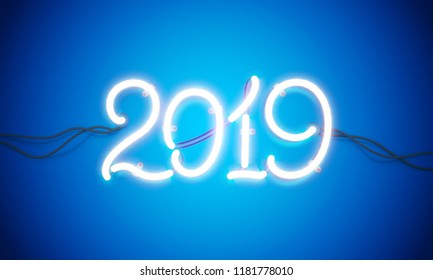 Neon sign new year 2019