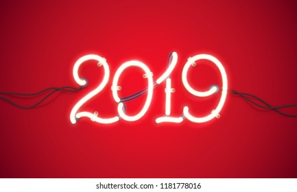 Neon sign new year 2019