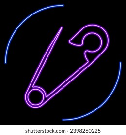 neon sign pin, modern glowing banner design, colorful modern design trends on black background. Vector illustration.