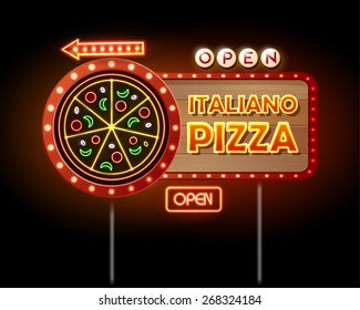 Neon sign pizza