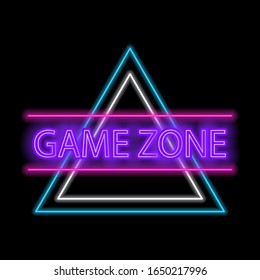 Neon sign of the playing area. Game concept. Vector illustration.