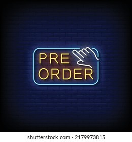 Neon Sign pre order with Brick Wall Background Vector