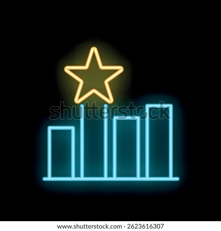 Neon sign of a progress bar with its highest bar reaching a shining star