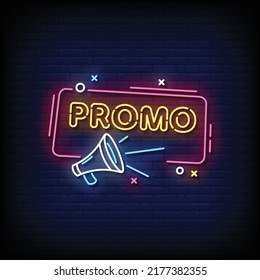 Neon Sign promo with Brick Wall Background Vector