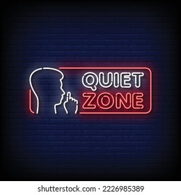 Neon Sign quiet zone with brick wall background vector