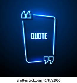 Neon sign quote bubble. Vector illustration.