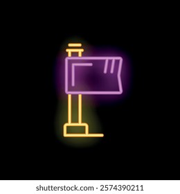 Neon sign representing a flag waving in the wind, a symbol of patriotism, national identity, and celebration