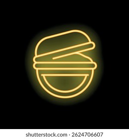 Neon sign representing a hamburger, ideal for projects related to fast food, restaurants and food delivery
