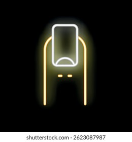 Neon sign representing nail polish being applied on a finger, a perfect illustration for manicure
