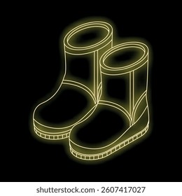 Neon sign representing a pair of winter boots, perfect for a shop or a bar