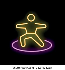 Neon sign representing a person practicing yoga, symbolizing well being and inner peace