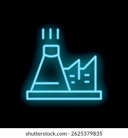 Neon sign representing a polluting factory emitting smoke, a symbol of heavy industry