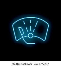 Neon sign representing a speedometer with the needle indicating the maximum speed
