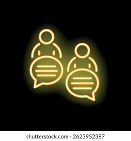 Sinal de néon representando duas pessoas conversando com bolhas de fala, um ótimo design para tópicos como comunicação, diálogo ou conversa