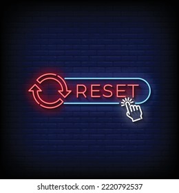 Neon Sign reset with brick wall background vector