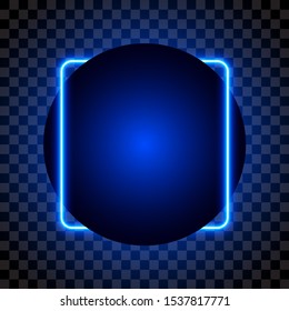 Neon sign, round frame, banner isolated vector illustration.
