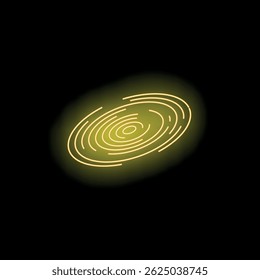 Neon sign showing concentric circles glowing on black background